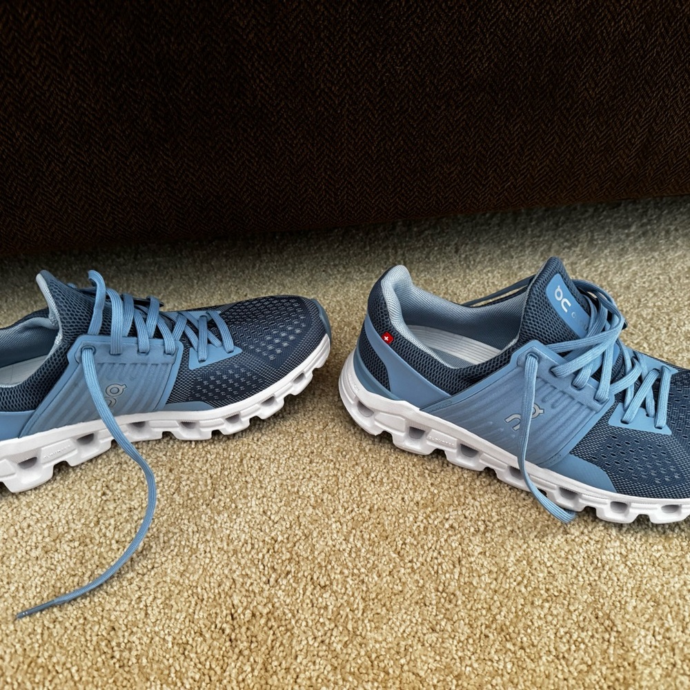 On Running Blue and White Athletic Shoes